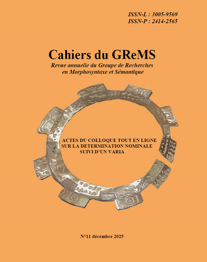No 10 (2025): Cahiers du GREMS | Les Cahiers du GREMS